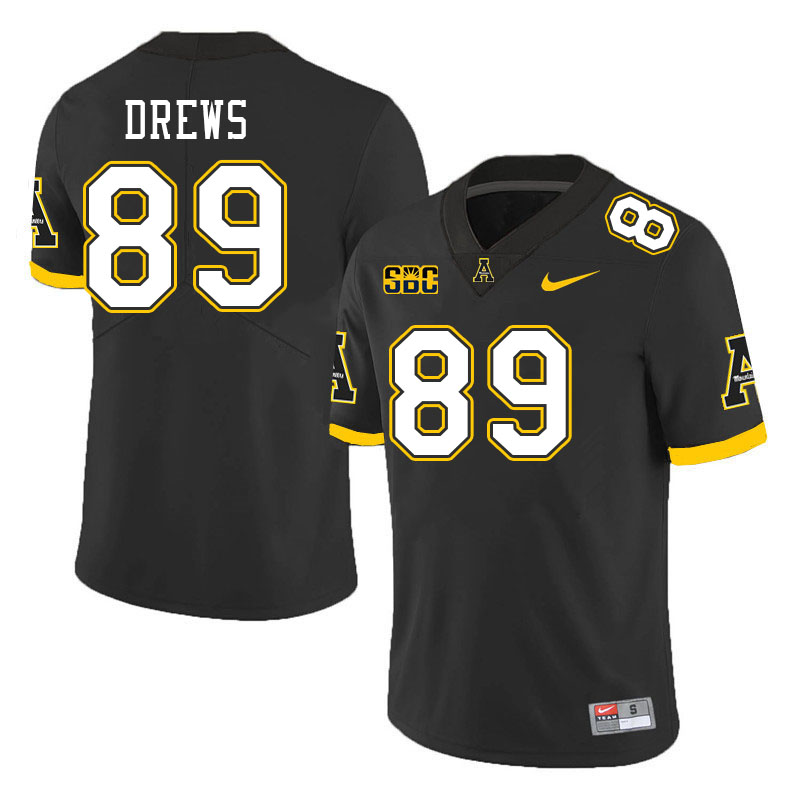 Men #89 August Drews Appalachian State Mountaineers College Football Jerseys Stitched Sale-Black - Click Image to Close
